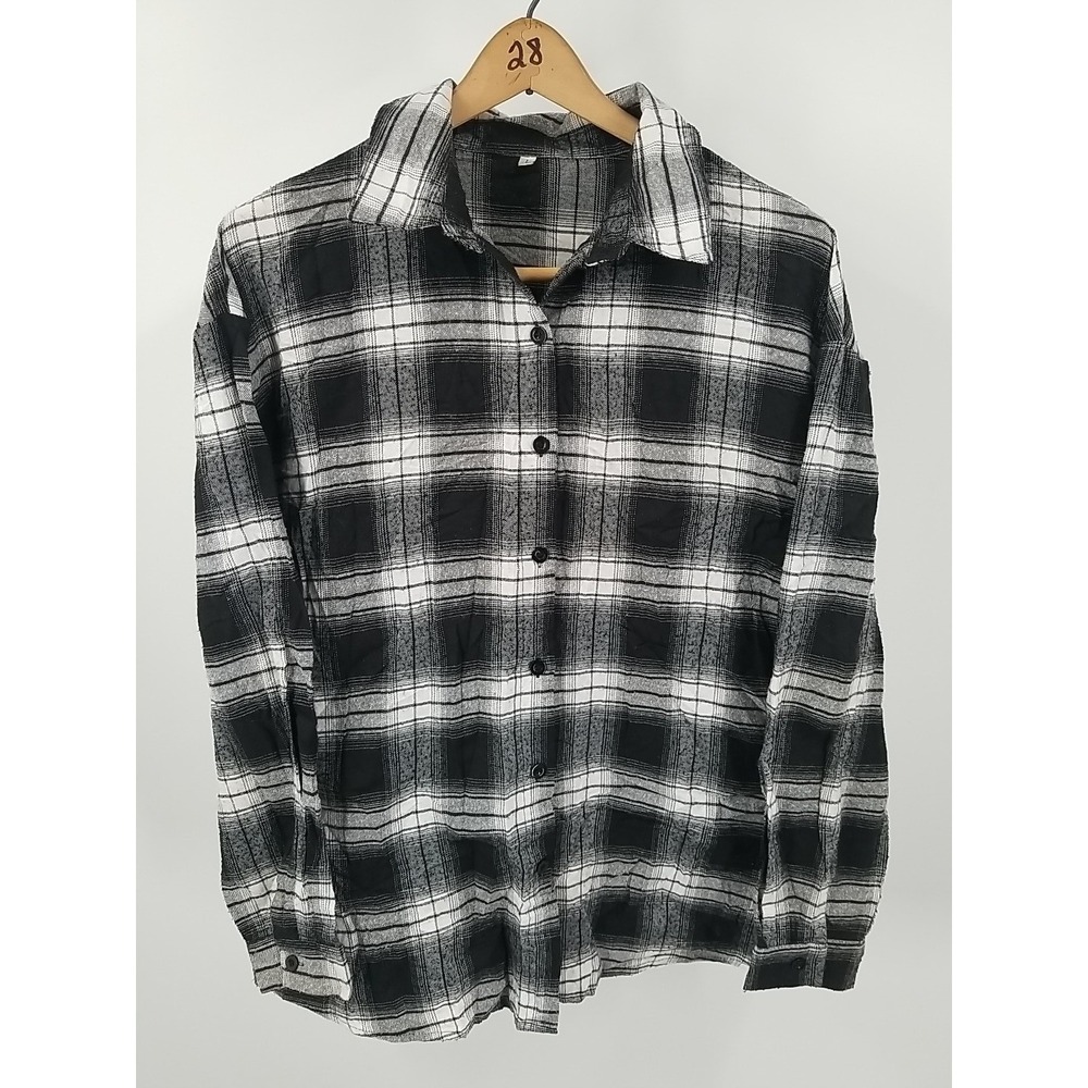 Shein Shirt‎ Womens Large Plaid Flannel Button Up Long Sleeve - Picture 3 of 6